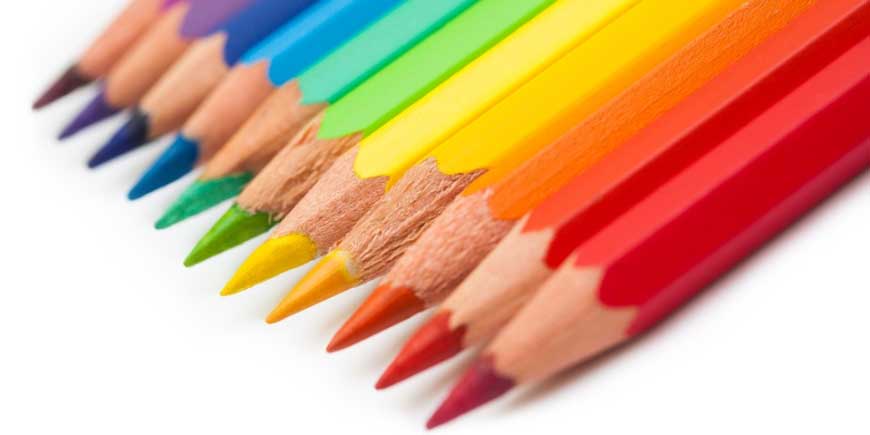 Lápices de colores haciendo un degradado
